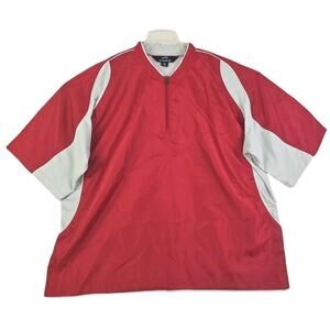 Tri-Mountain~Men's 4XL~Red Pullover Jacket Short Sleeve 1/4 Zip Neck Windbreaker